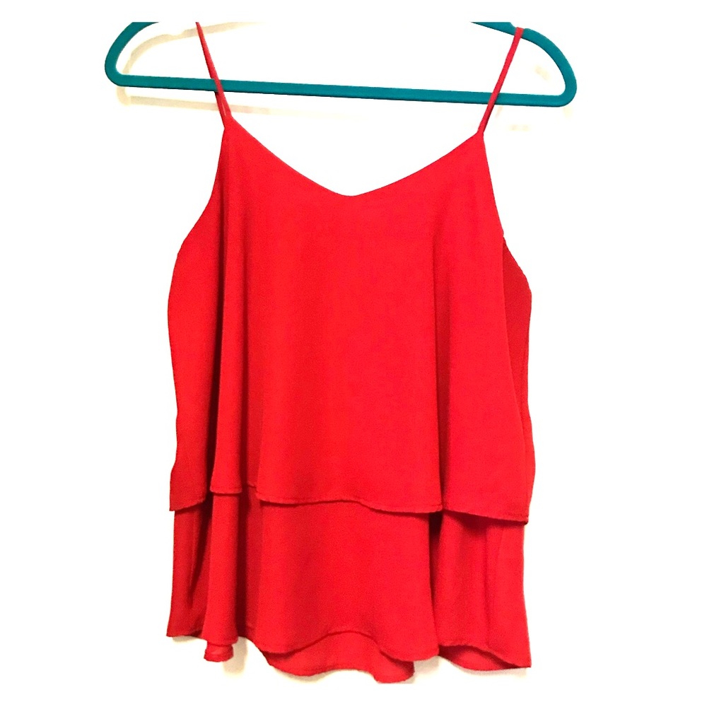 Red spaghetti strap blouse